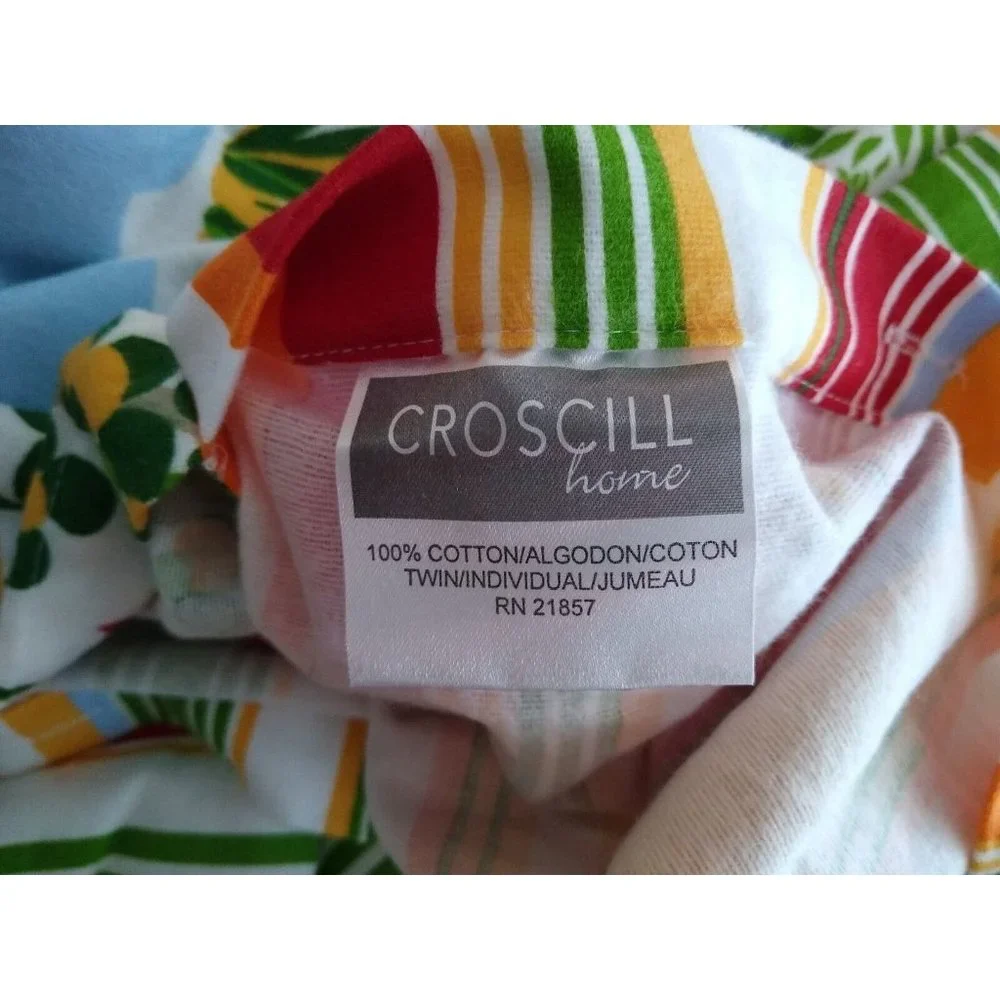 Croscill Twin Duvet Standard Sham‎ Set Stripe Floral Trees